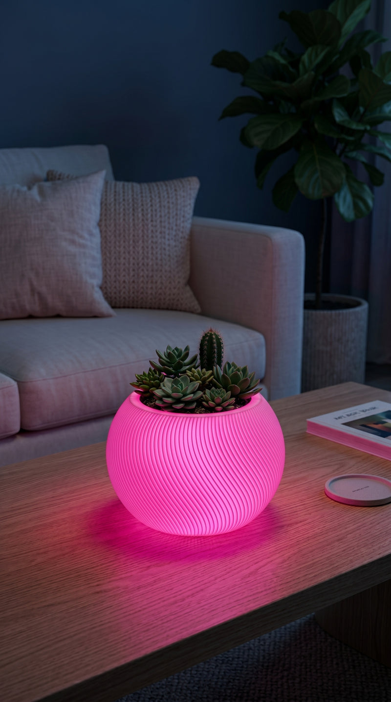 LOFONY Vena | Şarjlı Dekoratif Masaüstü Işıklı Lamba Saksı (RGB)