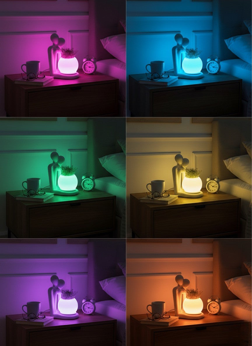 Lofony Love serisi ışıklı saksı & figür (RGB)