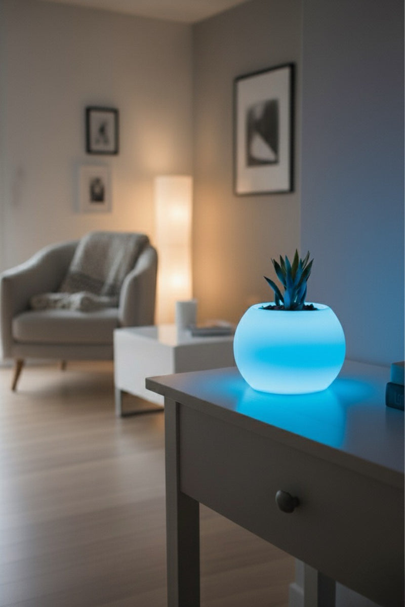Moon Şarjlı Dekoratif Masaüstü Işıklı Lamba Saksı (RGB)