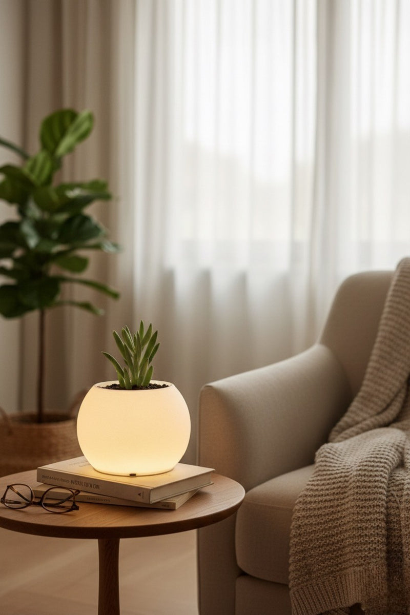 Moon Şarjlı Dekoratif Masaüstü Işıklı Lamba Saksı (Gün Işığı)
