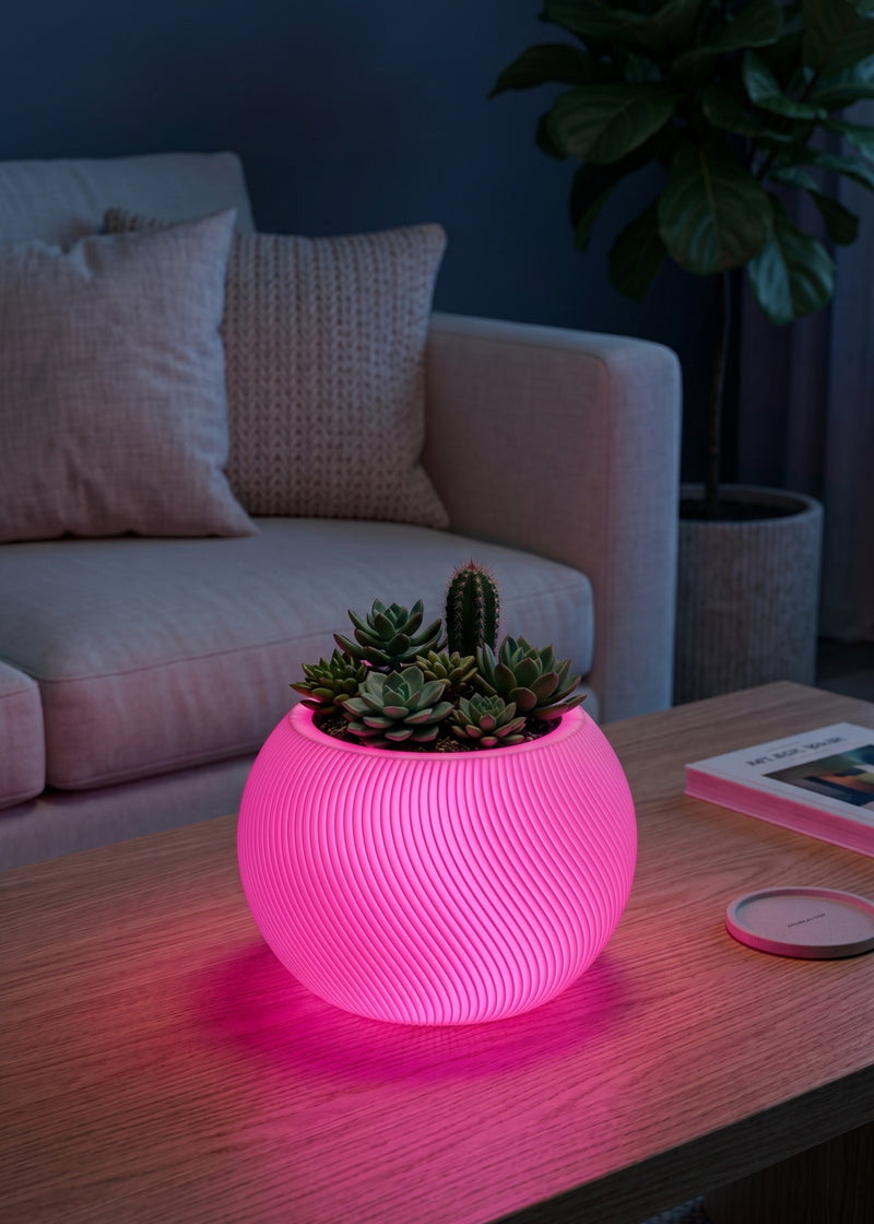 LOFONY Vena | Şarjlı Dekoratif Masaüstü Işıklı Lamba Saksı (RGB)