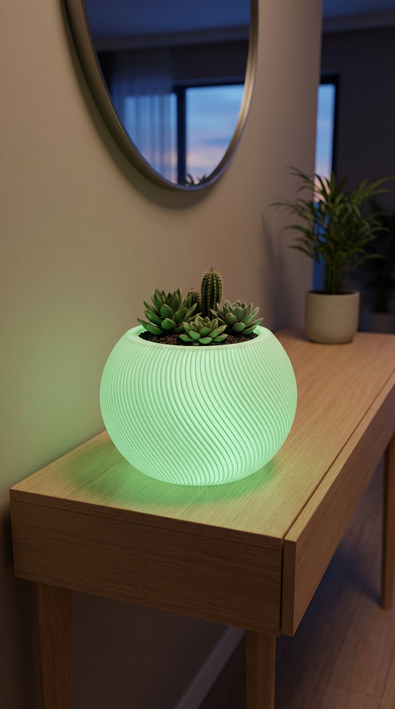 LOFONY Vena | Şarjlı Dekoratif Masaüstü Işıklı Lamba Saksı (RGB)