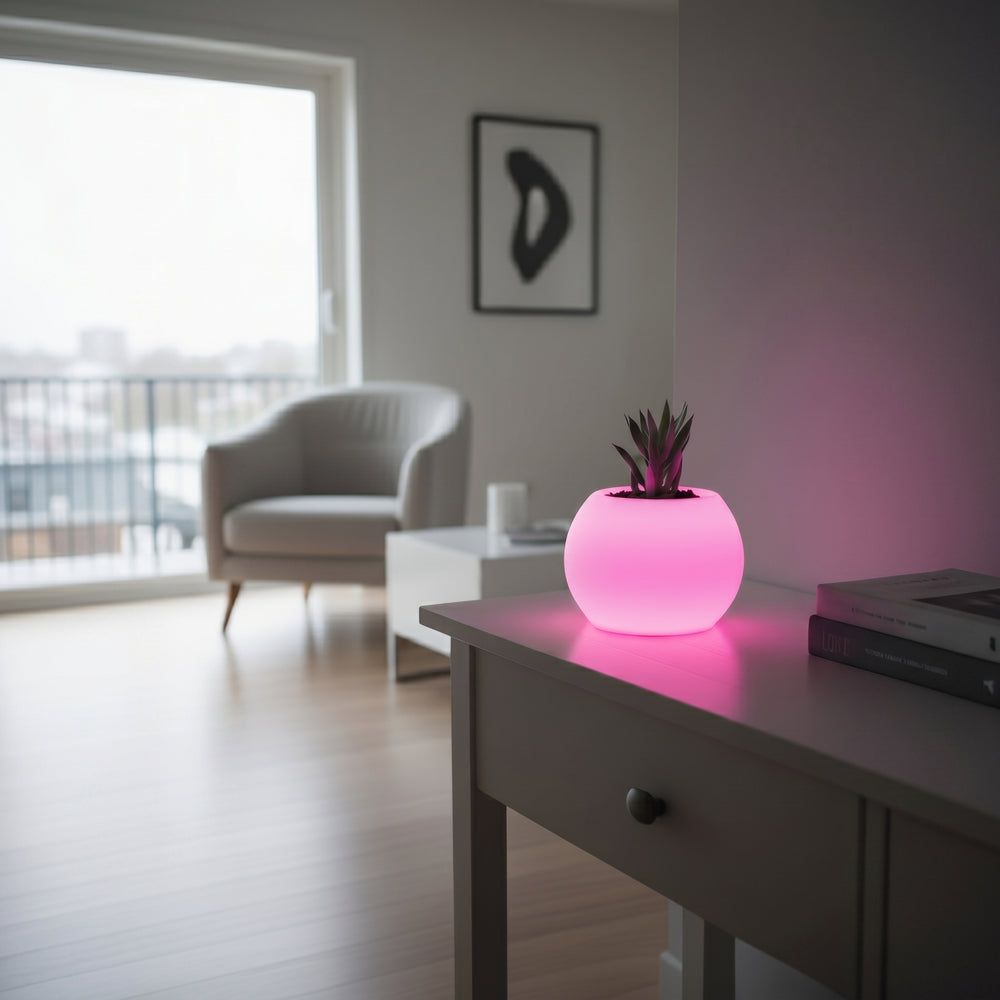 Moon Şarjlı Dekoratif Masaüstü Işıklı Lamba Saksı (RGB)