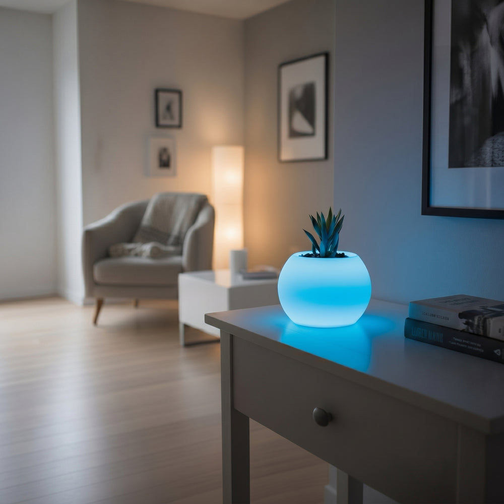 Moon Şarjlı Dekoratif Masaüstü Işıklı Lamba Saksı (RGB)