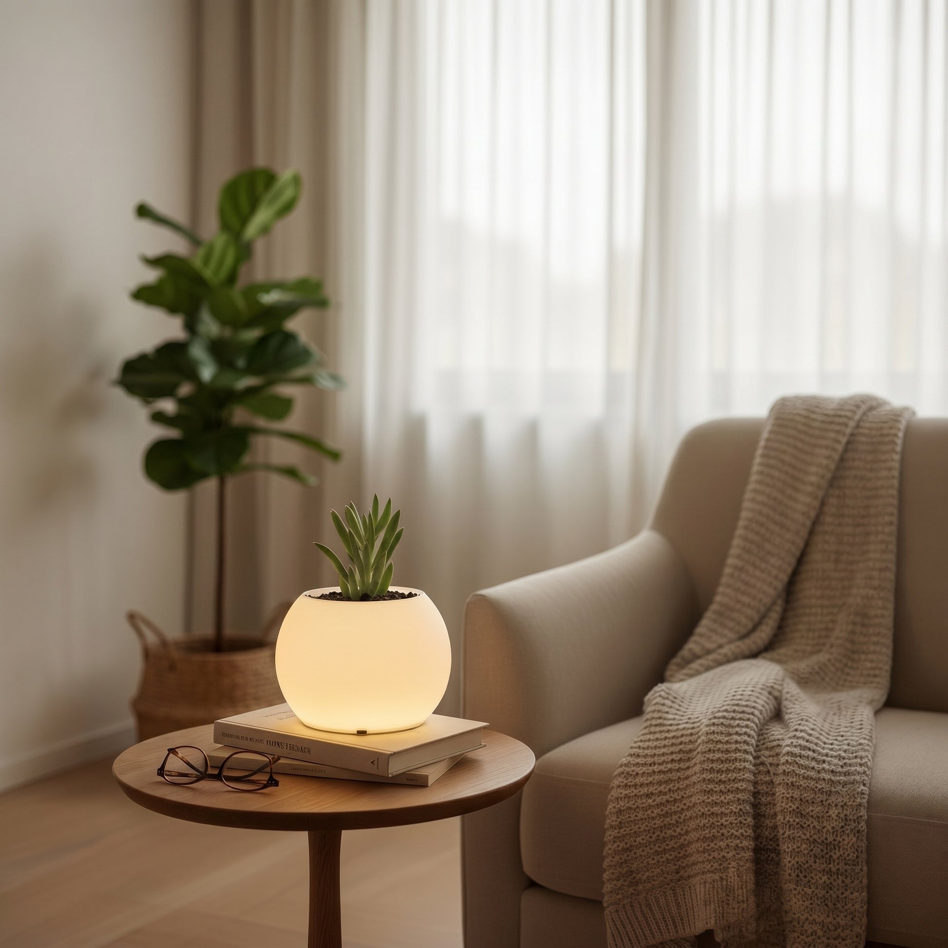 LOFONY Moon Serisi Ay Tasarımlı Işıklı Saksı ve Gece Lambası