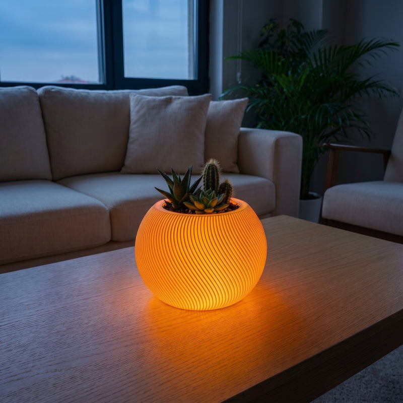 LOFONY Vena | Şarjlı Dekoratif Masaüstü Işıklı Lamba Saksı (RGB)