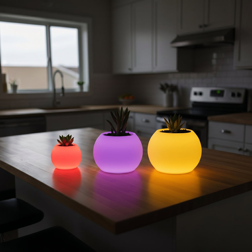 Moon Şarjlı Dekoratif Masaüstü Işıklı Lamba Saksı (RGB)