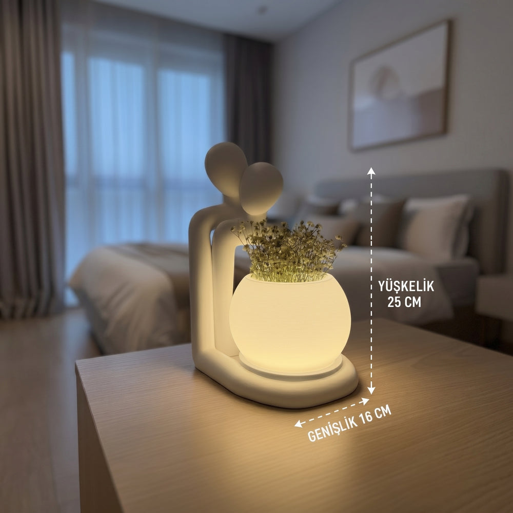 Lofony Love serisi ışıklı saksı & figür (RGB)
